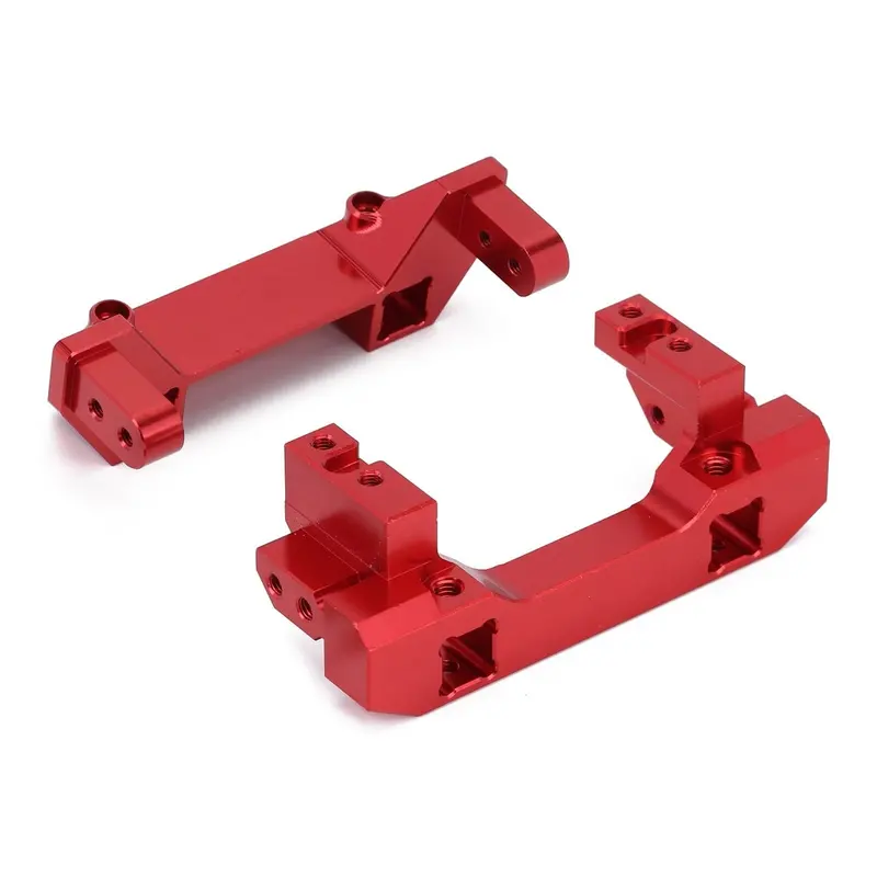 Aluminum Alloy Front & Rear Bumper Mount Servo Stand For 1/10 Rc Crawler Traxxas Trx4 Trx-4 8237 Upgrade Parts - 2Pc Set Red 1