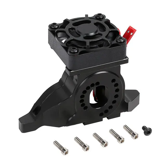 Aluminum Alloy Motor Mount Heat Sink With Cooling Fan For 1/10 Rc Crawler Car Traxxas Trx-4 #8290 - 1 Set Black 1