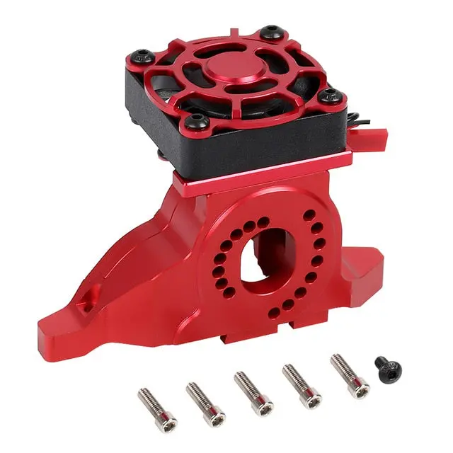 Aluminum Alloy Motor Mount Heat Sink With Cooling Fan For 1/10 Rc Crawler Car Traxxas Trx-4 #8290 - 1 Set Red 1