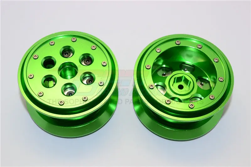 Aluminum Beadlock Weighted Wheels With Weight Holder & Bearings Suitable For All 2.2 Tires - 1Pr Set Green 1