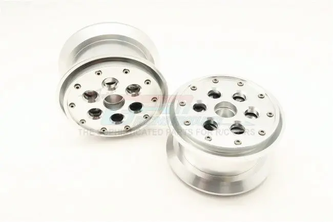 Aluminum Beadlock Weighted Wheels With Weight Holder & Bearings Suitable For All 2.2 Tires - 1Pr Set Silver 1