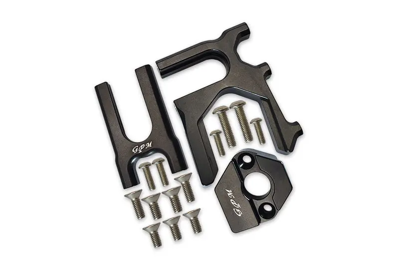Aluminum Center Differential (Front+Rear) + Motor Mount For Arrma 1:8 Kraton / Outcast / Notorious / Typhon / Talion / Infraction / Limitless / Kraton V5 / Notorious V5 Upgrades - 3Pc Set Black 1