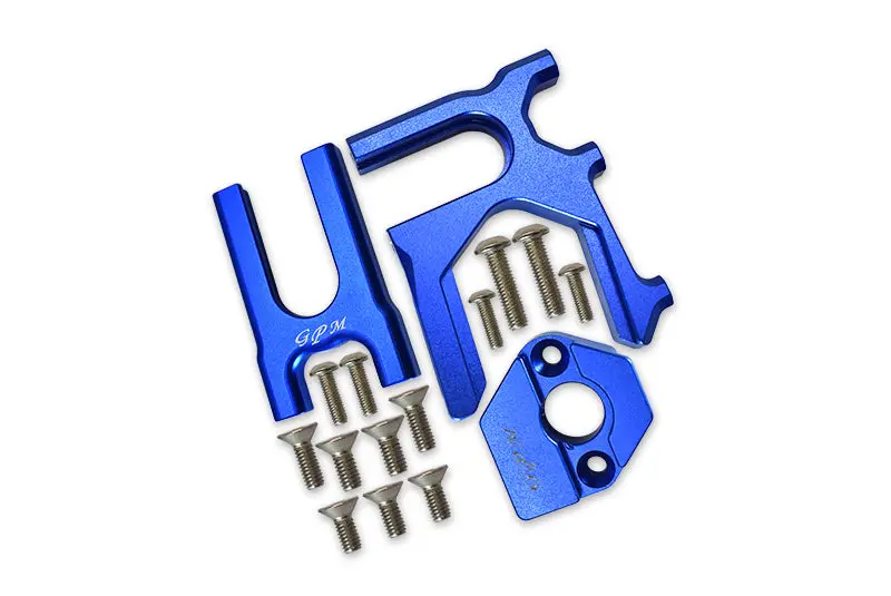 Aluminum Center Differential (Front+Rear) + Motor Mount For Arrma 1:8 Kraton / Outcast / Notorious / Typhon / Talion / Infraction / Limitless / Kraton V5 / Notorious V5 Upgrades - 3Pc Set Blue 1