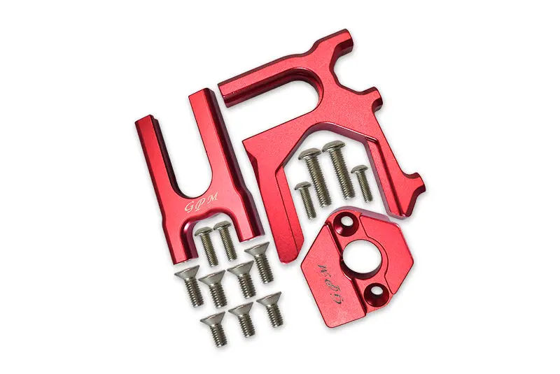 Aluminum Center Differential (Front+Rear) + Motor Mount For Arrma 1:8 Kraton / Outcast / Notorious / Typhon / Talion / Infraction / Limitless / Kraton V5 / Notorious V5 Upgrades - 3Pc Set Red 1