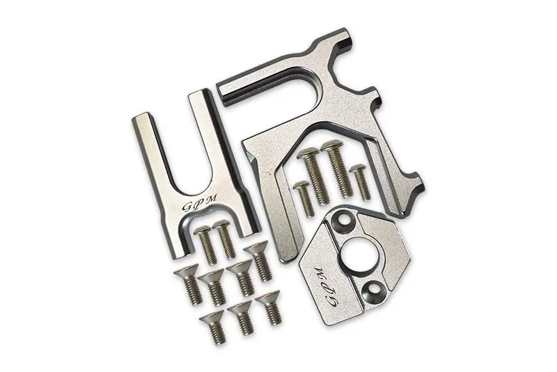 Aluminum Center Differential (Front+Rear) + Motor Mount For Arrma 1:8 Kraton / Outcast / Notorious / Typhon / Talion / Infraction / Limitless / Kraton V5 / Notorious V5 Upgrades - 3Pc Set Silver 1