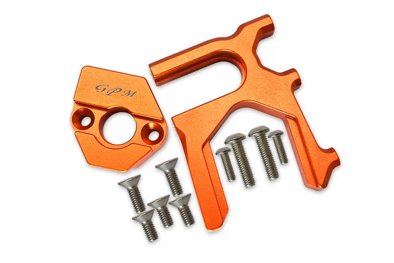 Aluminum Center Differential (Rear) + Motor Mount For Arrma 1:8 Kraton / Outcast / Notorious / Typhon / Talion / Kraton V5 / Notorious V5 / 1:7 Infraction / Infraction V2 / Limitless - 2Pc Set Orange 1