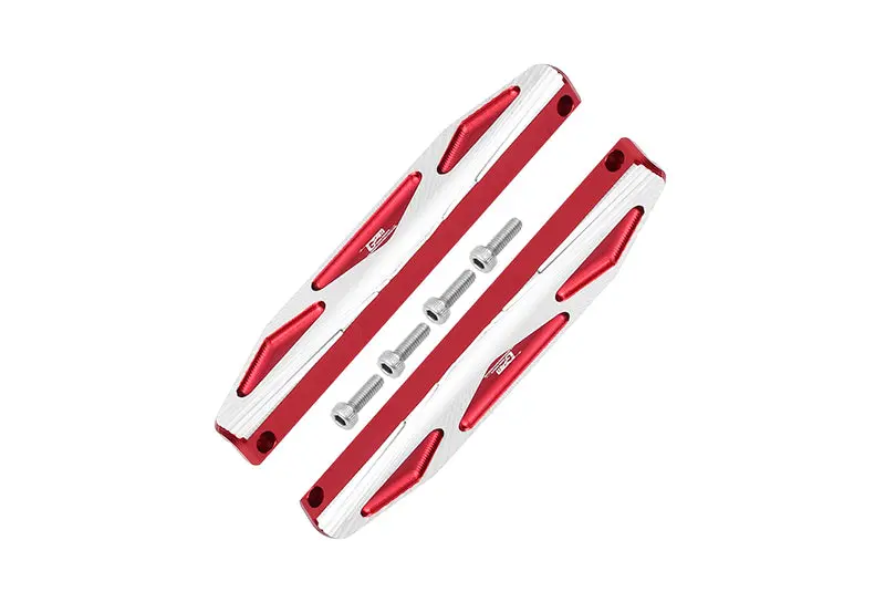 Aluminum Chassis Nerf Bars (Silver Inlay A Version) For Traxxas Hoss 4X4 Vxl 90076-4 - 6Pc Set Red 1
