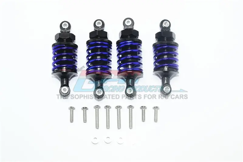 Aluminum Front (53Mm) + Rear (50Mm) Oil Filled Dampers For 1/10 Traxxas Ford Gt 4-Tec 2.0 83056-4 / 4-Tec 3.0 93054-4 - 4Pc Set Black 1