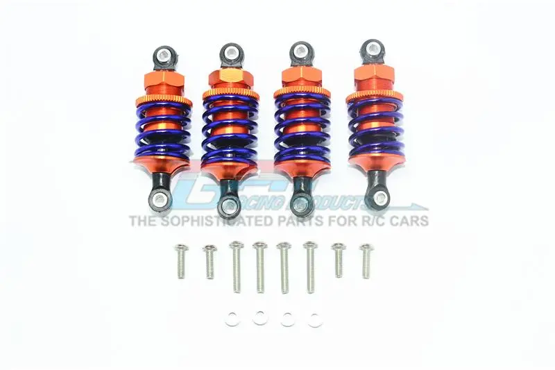 Aluminum Front (53Mm) + Rear (50Mm) Oil Filled Dampers For 1/10 Traxxas Ford Gt 4-Tec 2.0 83056-4 / 4-Tec 3.0 93054-4 - 4Pc Set Orange 1