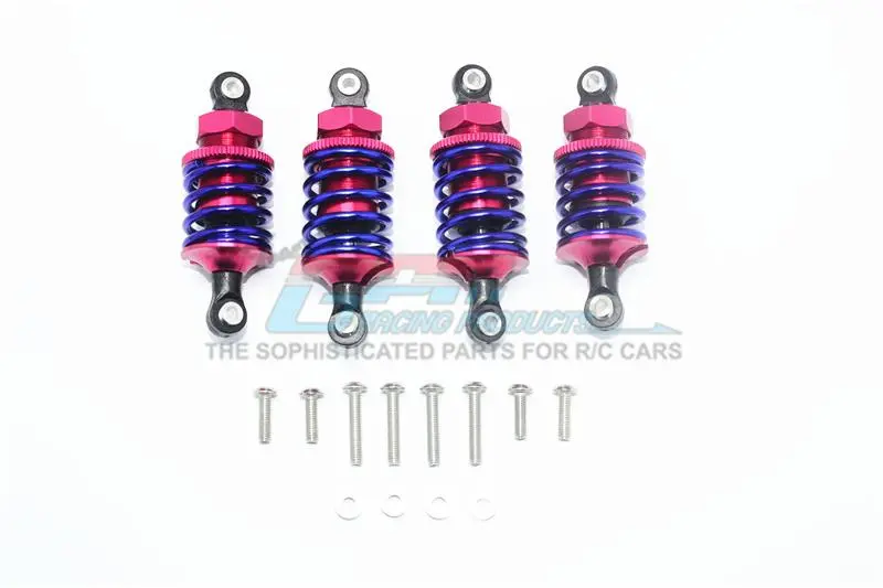 Aluminum Front (53Mm) + Rear (50Mm) Oil Filled Dampers For 1/10 Traxxas Ford Gt 4-Tec 2.0 83056-4 / 4-Tec 3.0 93054-4 - 4Pc Set Red 1