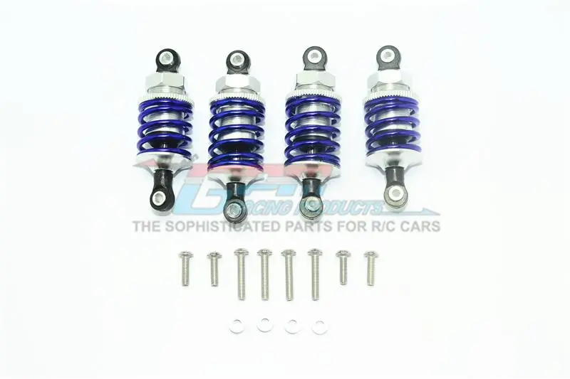 Aluminum Front (53Mm) + Rear (50Mm) Oil Filled Dampers For 1/10 Traxxas Ford Gt 4-Tec 2.0 83056-4 / 4-Tec 3.0 93054-4 - 4Pc Set Silver 1