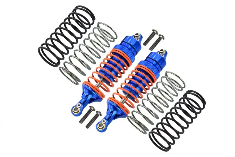 Aluminum Front Adjustable Spring Damper With Aluminum Ball Top & Ball Ends For 1/10 Traxxas Rustler Vxl Stadium Truck - 1Pr Set Blue 1