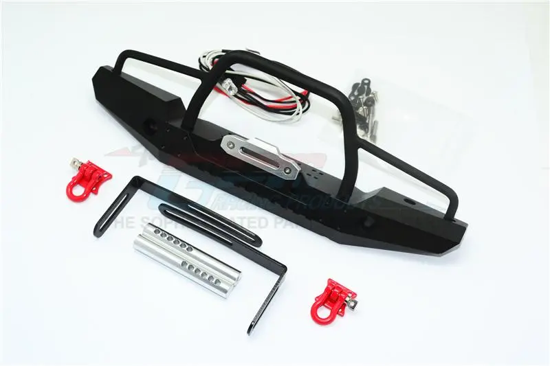 Aluminum Front Bumper With Led Lights For 1:10 Crawlers (A) - 30Pc Set Black 1