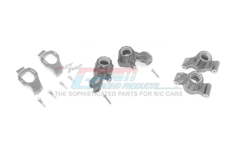 Aluminum Front C-Hubs + Front & Rear Knuckle Arms For Traxxas 1:10 4Wd Maxx 89076-4 / 4Wd Maxx With Widemaxx 89086-4 / 1:8 4Wd Maxx Slash 6S 102076-4 Upgrades - Gray Silver 1