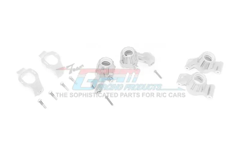 Aluminum Front C-Hubs + Front & Rear Knuckle Arms For Traxxas 1:10 4Wd Maxx 89076-4 / 4Wd Maxx With Widemaxx 89086-4 / 1:8 4Wd Maxx Slash 6S 102076-4 Upgrades - Silver 1