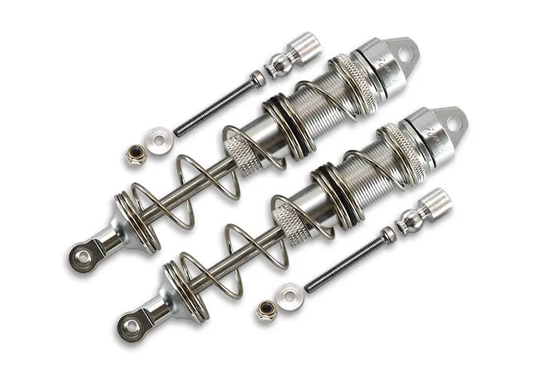 Aluminum Front Double Section Spring Dampers 115Mm For Arrma 1:8 Kraton 6S / Outcast 6S / Notorious 6S / Kraton 6S V5 / Notorious 6S V5 - 1Pr Set Silver 1