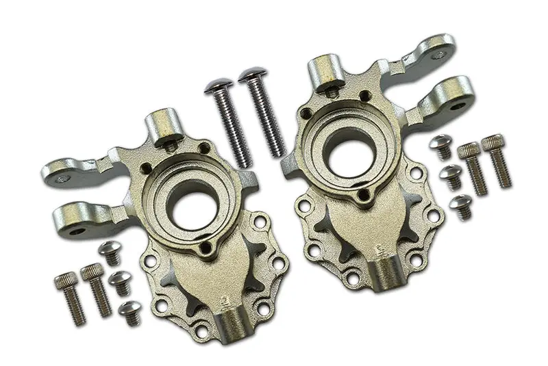 Aluminum Front Knuckle Arms For Traxxas 1/10  Trx 4 Trail Defender Crawler / Trx 6 Merc-Benz G63 - 1Pr Set Silver 1