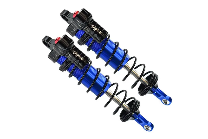 Aluminum Front L-Shape Piggy Back Adjustable Spring Dampers 128Mm For Traxxas 1/8 4Wd Sledge Monster Truck 95076-4 - 2Pc Set Blue 1