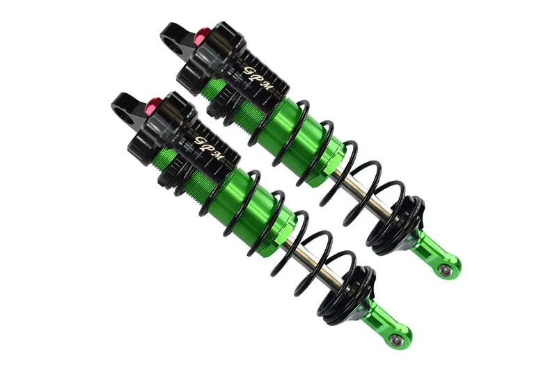 Aluminum Front L-Shape Piggy Back Adjustable Spring Dampers 128Mm For Traxxas 1/8 4Wd Sledge Monster Truck 95076-4 - 2Pc Set Green 1