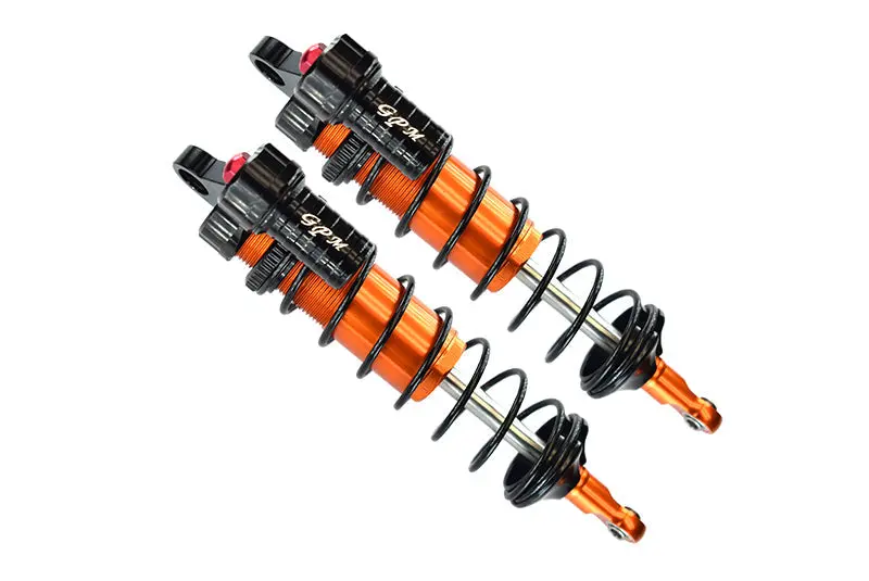 Aluminum Front L-Shape Piggy Back Adjustable Spring Dampers 128Mm For Traxxas 1/8 4Wd Sledge Monster Truck 95076-4 - 2Pc Set Orange 1