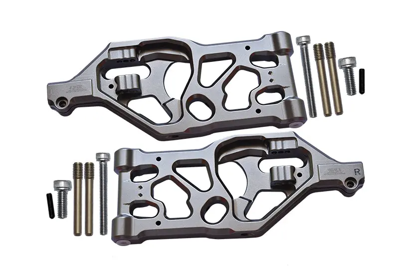 Aluminum Front Lower Arms For Arrma 1:5 Kraton 8S Blx / Outcast 8S Blx / Kraton Exb Roller - 2Pc Set Gray Silver 1