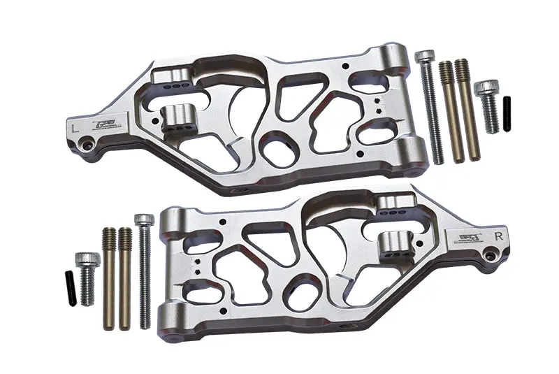 Aluminum Front Lower Arms For Arrma 1:5 Kraton 8S Blx / Outcast 8S Blx / Kraton Exb Roller - 2Pc Set Silver 1