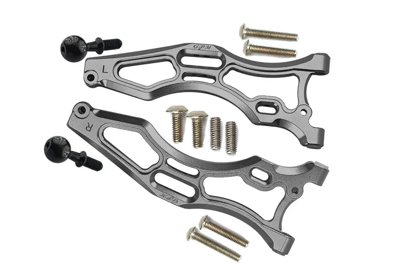 Aluminum Front Lower Arms For Arrma 1:8 Kraton 6S / Outcast 6S / Notorious 6S / Kraton 6S V5 / Notorious 6S V5 Upgrades - Gray Silver 1