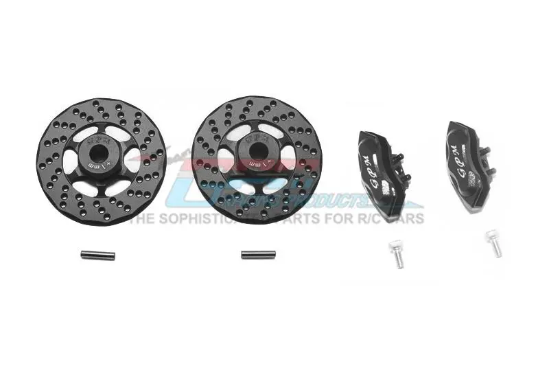Aluminum Front Or Rear Brake Disk + Brake Caliper For 1/10 Traxxas Ford Gt 4-Tec 2.0 83056-4 / 4-Tec 3.0 93054-4 - 4Pc Set Black 1
