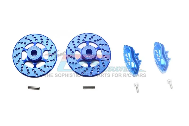 Aluminum Front Or Rear Brake Disk + Brake Caliper For 1/10 Traxxas Ford Gt 4-Tec 2.0 83056-4 / 4-Tec 3.0 93054-4 - 4Pc Set Blue 1