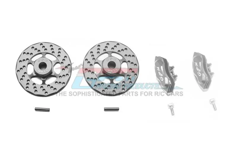 Aluminum Front Or Rear Brake Disk + Brake Caliper For 1/10 Traxxas Ford Gt 4-Tec 2.0 83056-4 / 4-Tec 3.0 93054-4 - 4Pc Set Gray Silver 1