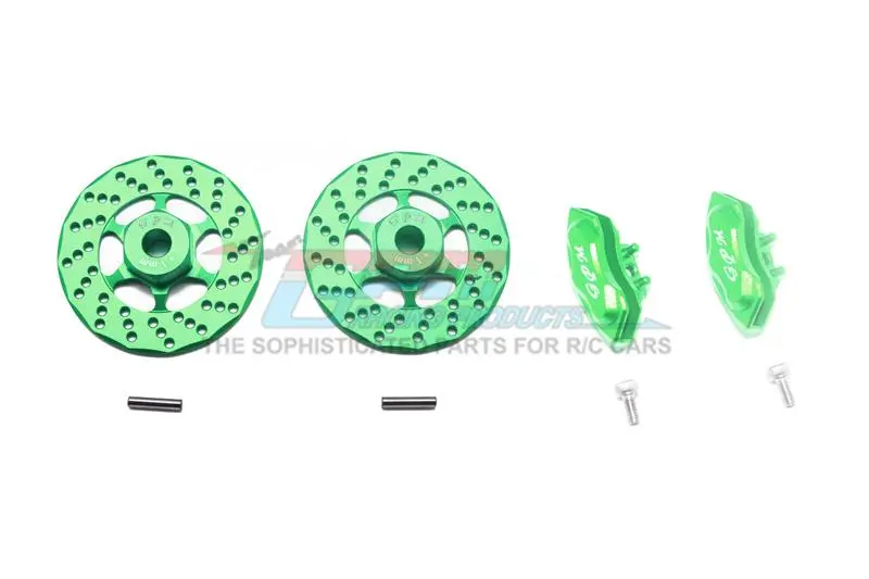 Aluminum Front Or Rear Brake Disk + Brake Caliper For 1/10 Traxxas Ford Gt 4-Tec 2.0 83056-4 / 4-Tec 3.0 93054-4 - 4Pc Set Green 1