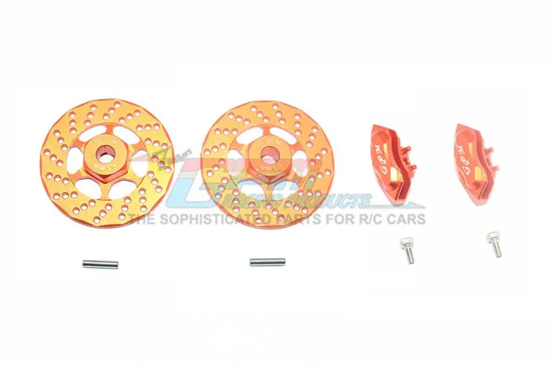 Aluminum Front Or Rear Brake Disk + Brake Caliper For 1/10 Traxxas Ford Gt 4-Tec 2.0 83056-4 / 4-Tec 3.0 93054-4 - 4Pc Set Orange 1