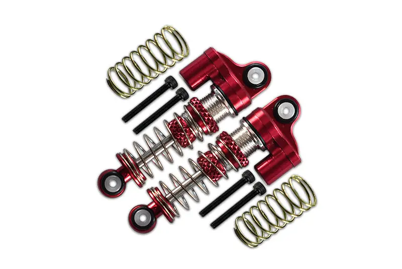 Aluminum Front Or Rear L-Shape Piggy Back Damper 35Mm For Axial 1/24 Scx24 Jeep Wrangler Axi00002 - 8Pc Set Red 1
