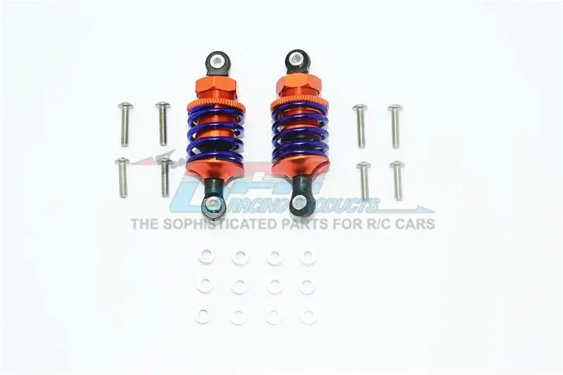 Aluminum Front Or Rear Spring Dampers (50Mm) For 1:10 R/C Cars - 1Pr Set Orange 1