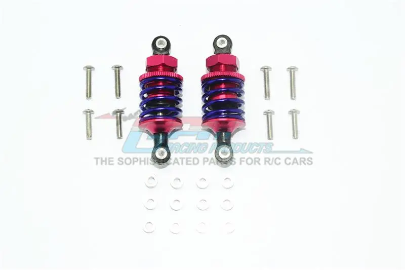 Aluminum Front Or Rear Spring Dampers (50Mm) For 1:10 R/C Cars - 1Pr Set Red 1