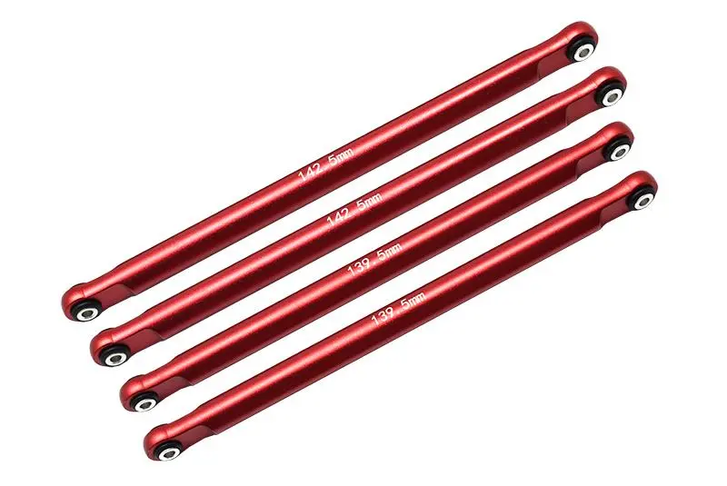 Aluminum Front Or Rear Upper & Lower Chassis Links Parts Tree For Losi 1:8 Lmt 4Wd Solid Axle Monster Truck Los04022 / Lmt Grave Digger / Son-Uva Digger Los04021 Upgrades - 4Pc Set Red 1