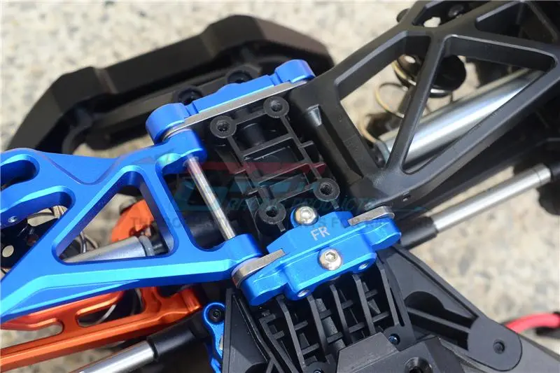 Aluminum Front + Rear Lower Arm Tie Bar Mount For Traxxas 1:10 4Wd Maxx 89076-4 / 4Wd Maxx With Widemaxx 89086-4 / 1:8 4Wd Maxx Slash 6S 102076-4 Upgrades - Blue 2