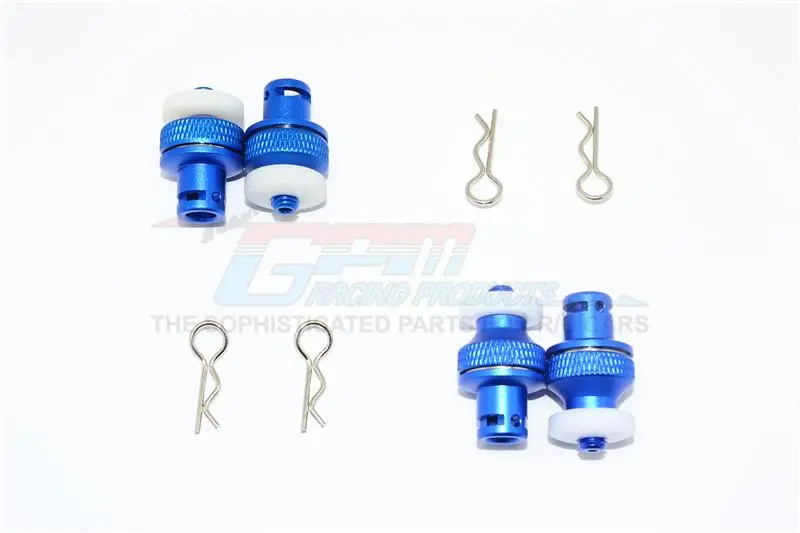 Aluminum Front & Rear Magnetic Body Mount For Traxxas Trx-4 Tactical Unit Body - 4Pc Set Blue 1