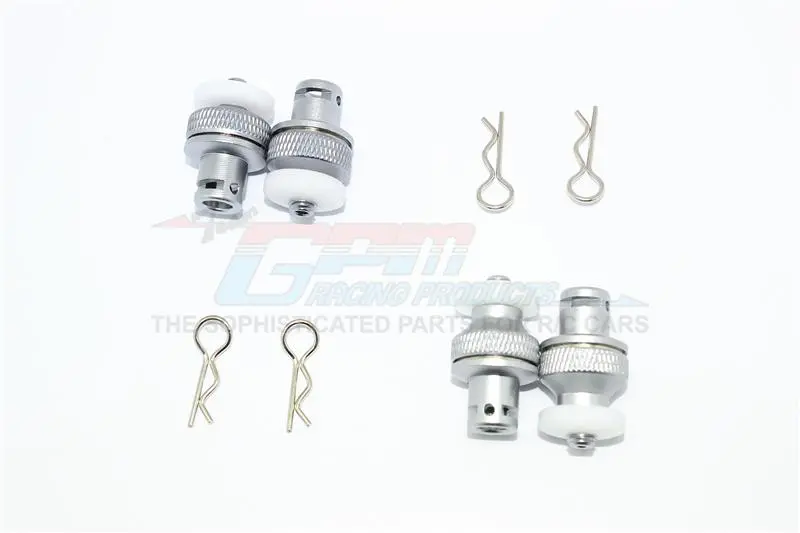 Aluminum Front & Rear Magnetic Body Mount For Traxxas Trx-4 Tactical Unit Body - 4Pc Set Gray Silver 1