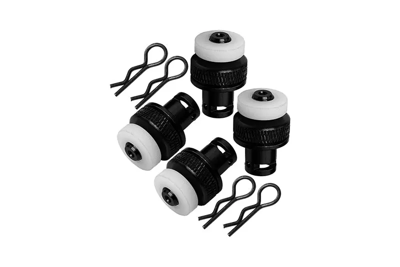 Aluminum Front & Rear Magnetic Body Posts For Arrma 1:10 Granite 4X4 / Big Rock Crew Cab 4X4 3S / Big Rock 4X4 V3 3S - 4Pc Set Black 1