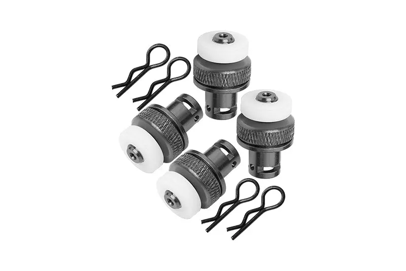 Aluminum Front & Rear Magnetic Body Posts For Arrma 1:10 Granite 4X4 / Big Rock Crew Cab 4X4 3S / Big Rock 4X4 V3 3S - 4Pc Set Gray Silver 1