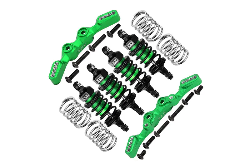 Aluminum Front & Rear Shock Towers + Front (53Mm) + Rear (50Mm) Oil Filled Dampers For 1/10 Traxxas Ford Gt 4-Tec 2.0 83056-4 / 4-Tec 3.0 93054-4 - 28Pc Set Green 1