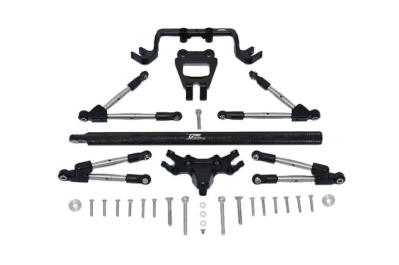 Aluminum Front & Rear Tie Rods With Stabilizer + Center Brace Bar & Mount For 1/10 Traxxas Hoss 4X4 Vxl 90076-4 - 31Pc Set Black 1