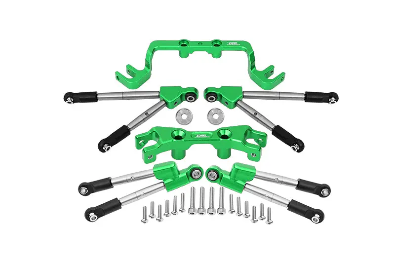 Aluminum Front & Rear Tie Rods With Stabilizer For 1/10 Traxxas Hoss 4X4 Vxl 90076-4 - 24Pc Set Green 1