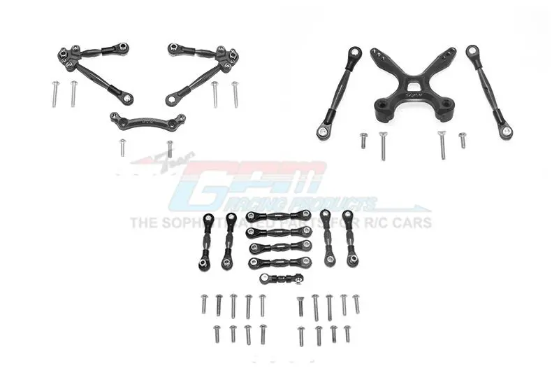 Aluminum Front & Rear Tie Rods With Stabilizer For C Hub + Whole Car Tie Rods For 1/10 Traxxas Ford Gt 4-Tec 2.0 83056-4 / 4-Tec 3.0 93054-4 - 51Pc Set Black 1