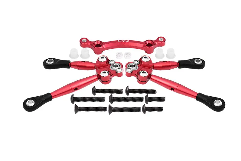 Aluminum Front Tie Rods With Stabilizer For C Hub For 1/10 Traxxas Ford Gt 4-Tec 2.0 83056-4 / 4-Tec 3.0 93054-4 - 3Pc Set Red 1