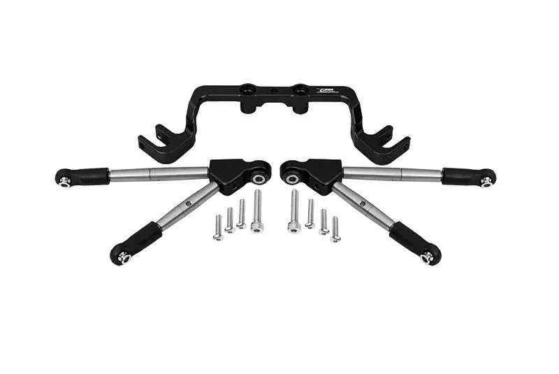 Aluminum Front Tie Rods With Stabilizer For C Hub For 1/10 Traxxas Hoss 4X4 Vxl 90076-4 - 11Pc Set Black 1