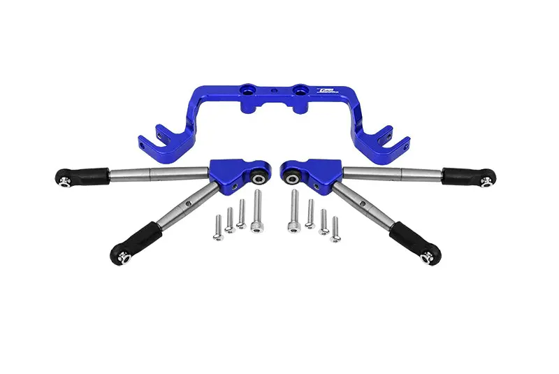 Aluminum Front Tie Rods With Stabilizer For C Hub For 1/10 Traxxas Hoss 4X4 Vxl 90076-4 - 11Pc Set Blue 1