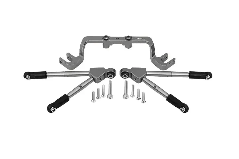 Aluminum Front Tie Rods With Stabilizer For C Hub For 1/10 Traxxas Hoss 4X4 Vxl 90076-4 - 11Pc Set Gray Silver 1