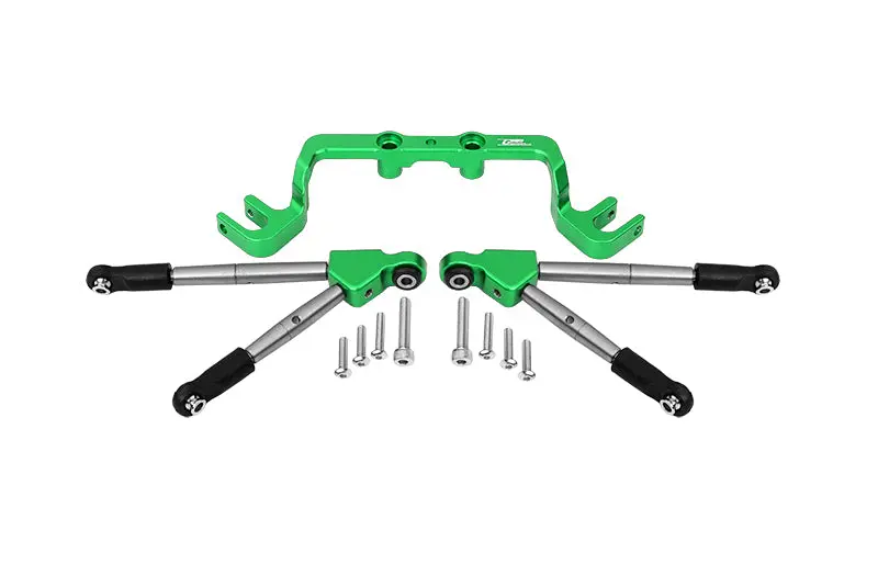 Aluminum Front Tie Rods With Stabilizer For C Hub For 1/10 Traxxas Hoss 4X4 Vxl 90076-4 - 11Pc Set Green 1